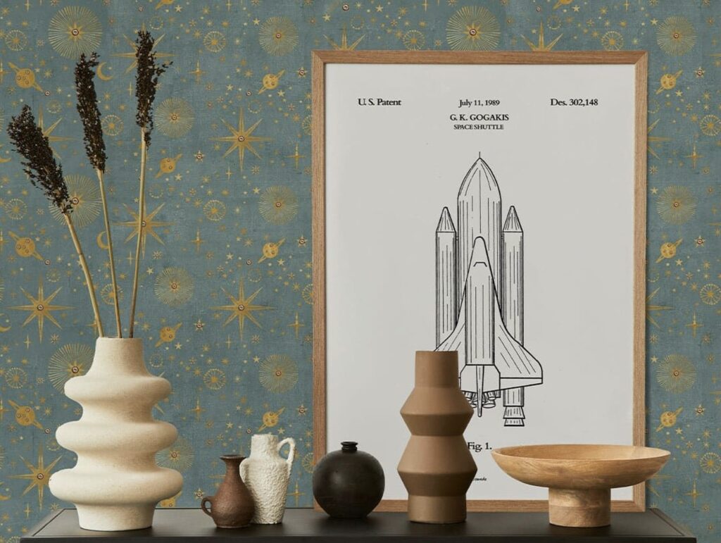 Milky Way Wallpaper by Milton & King with space shuttle artwork